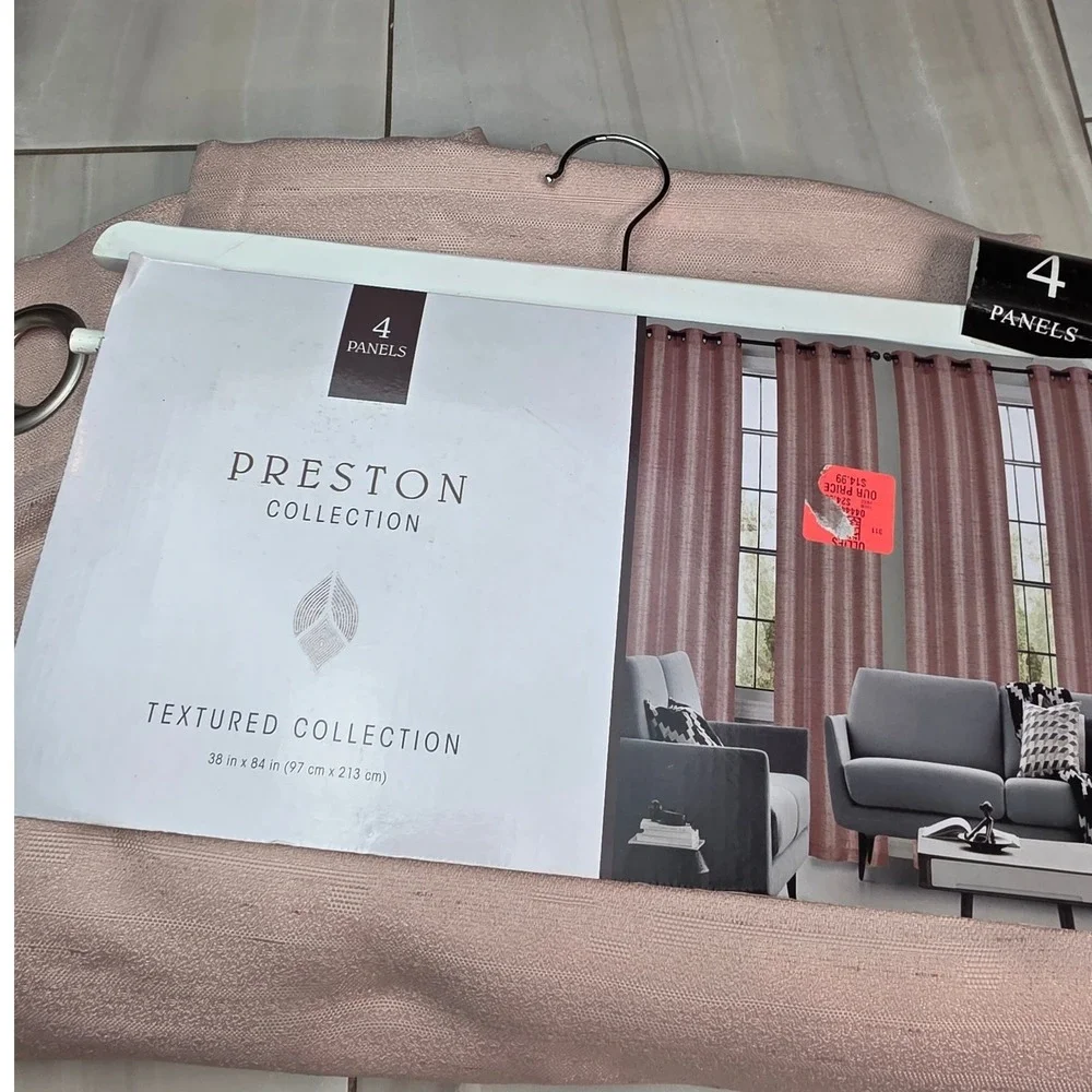 Preston Collection 4 Pack Textured‎ Grommet Window Curtain Panels 38x84 Mauve S4